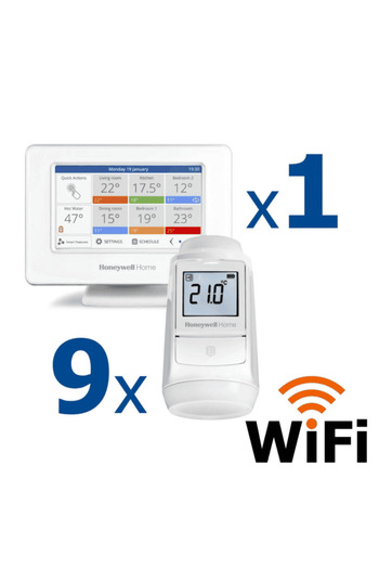 Honeywell Home Honeywell Home Wi-Fi room thermostat kit and 9 smart radiator thermostat heads