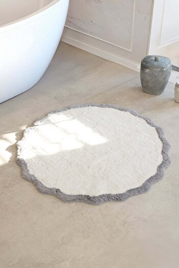 İrya Scallop Round Bath Mat Bamboo 90X90 Gray