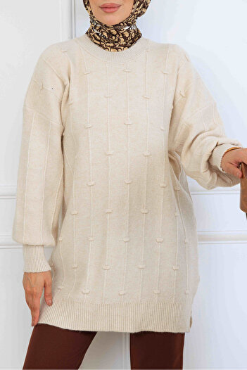 benguen Patterned Knitwear Tunic K6003 Stone Color