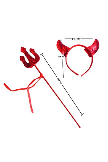 OEM 2-piece costume set for carnival or Halloween, headband with horns and trident, MAS-204