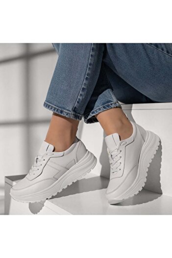 BMoD Women's white leather sport shoes MOD12092