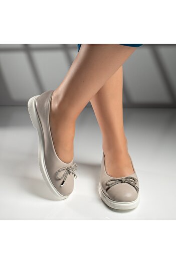 BMoD Women's grey ballet flats with a bow MOD11658