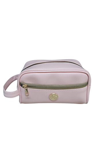 Maykis Pink Faux Leather Makeup Bag