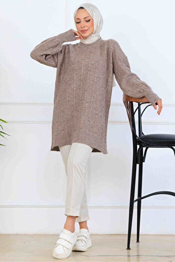benguen Patterned Knitwear Tunic K6003 Mink