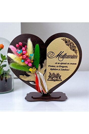 OEM Personalized gift for teachers - Heart with straw and personalized message – 18x15 cm, wenge