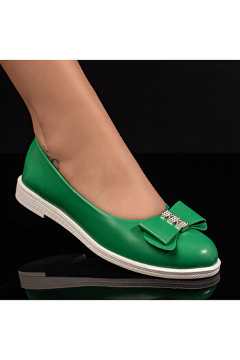 BMoD Women's green ballet flats with a bow and a rhinestone detail MOD11014