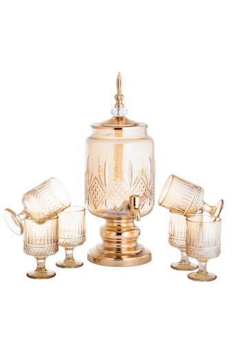 BASURRAH 7-Piece Glass Juice Dispenser Set with Glasses