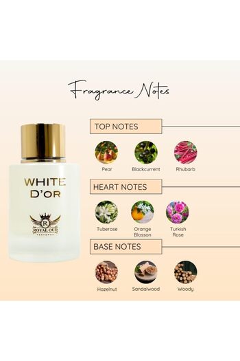 Royal Oud Perfumes White D'or - Fruity, Citrusy & Woody Luxury Unisex Fragrance from Dubai (100 ml)
