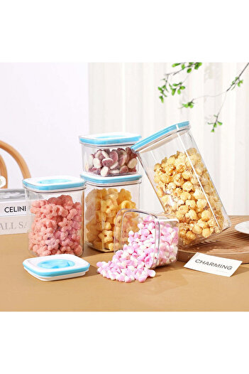 vivimall Kitchen Storage Box 600 ml white/blue lid | FreshBox
