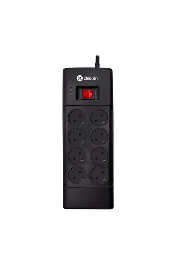 Dexim Sp08Dg 8Port Surge Protector Socket Black 1.8 Meters