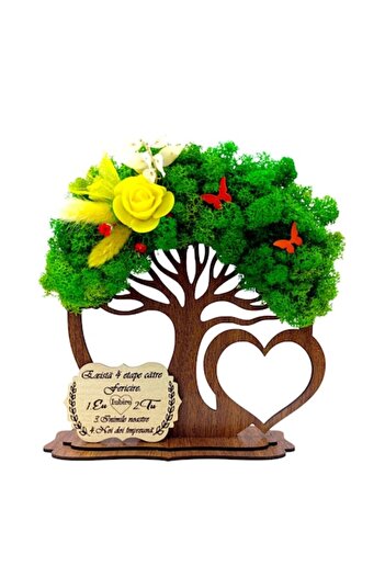 OEM Tree Decoration with natural lichens and message for Wife/Girlfriend "There are 4 stages..." – 20 cm,
