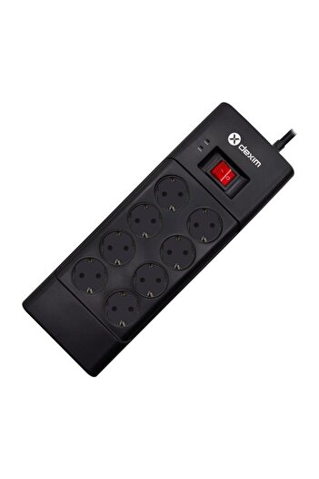 Dexim Sp08Dg 8Port Surge Protector Socket Black 1.8 Meters
