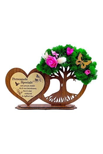OEM Heart tree decoration with lichen, personalized gift with message for Special People - walnut - 30x1