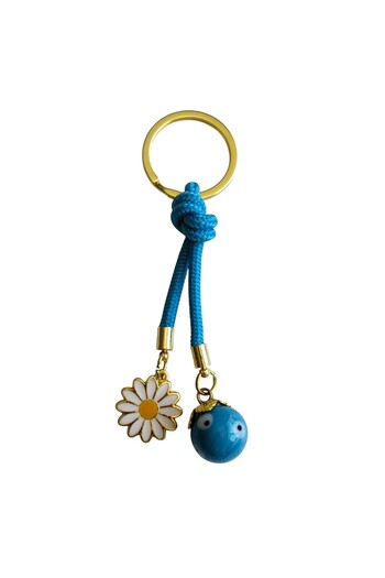 Mixperi Blue Ball Daisy Rope Keychain