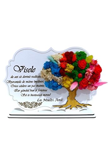 OEM Tree painting with stabilized lichens, personalized with message for family, friends, sister, 30X20