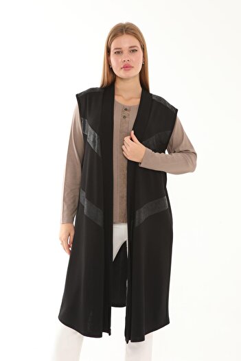 Lanze Segmented Vest Leather Garnished Soft Touch Fabric