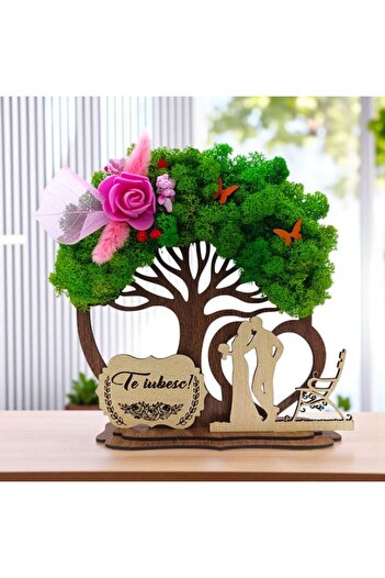 OEM Decorative wooden tree with lichens for Wife/Girlfriend "I love you!" - 20 cm personalized gift