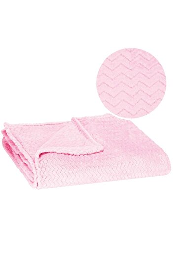 SERSIMO Fluffy blanket for 2 people, 2 sides, embossed pattern, 200x220cm, pink