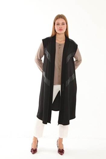 Lanze Segmented Vest Leather Garnished Soft Touch Fabric