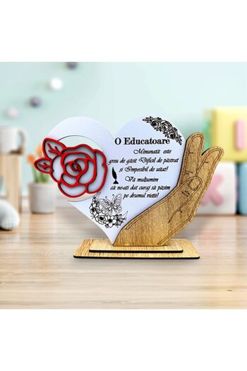OEM Decorative heart-shaped picture with rose, personalized with standard message, 20X15CM