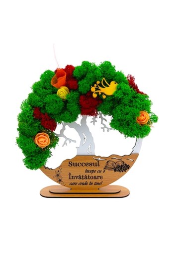 OEM Tree of life painting with stabilized lichens, personalized with standard message, 20cm