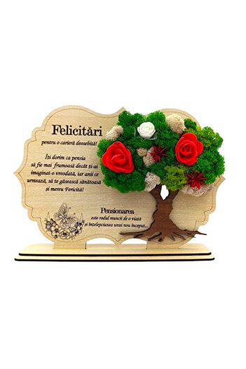 OEM Lichen decoration picture, personalized gift with message for Pensioner, cream - 30x18cm