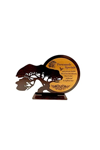 OEM Blank bonsai decoration, personalized gift with standard message "Special People", wenge, 30x18cm
