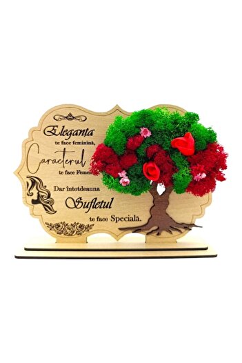 OEM Decoration picture with lichens, personalized gift with message for Women's Day/Wife, model 2, cream