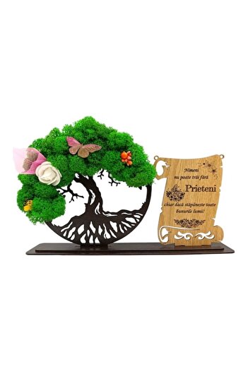 OEM Tree of Life painting with lichens, decorated, personalized gift with standard message, 30x18CM