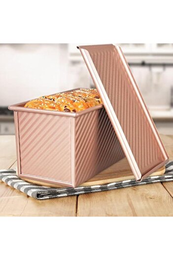 vivimall Cutie pâine toast 450 g cu capac Rose Gold | FreshBox