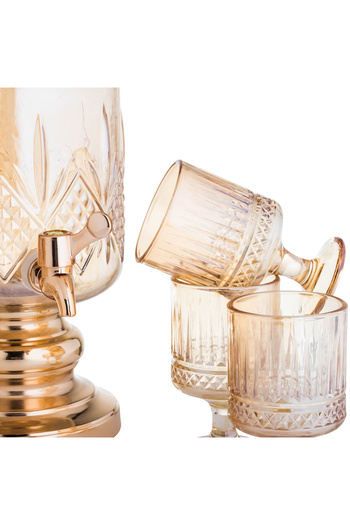 BASURRAH 7-Piece Glass Juice Dispenser Set with Glasses