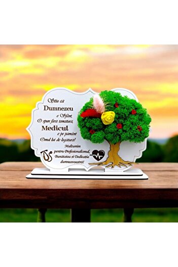 OEM Picture decoration with stand, personalized gift with standard message for "Doctor", white, size 3