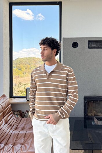 Flaw Wear Striped V-Neck Knitwear Sweater