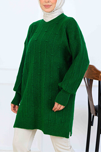benguen Patterned Knitwear Tunic K6003 Khaki