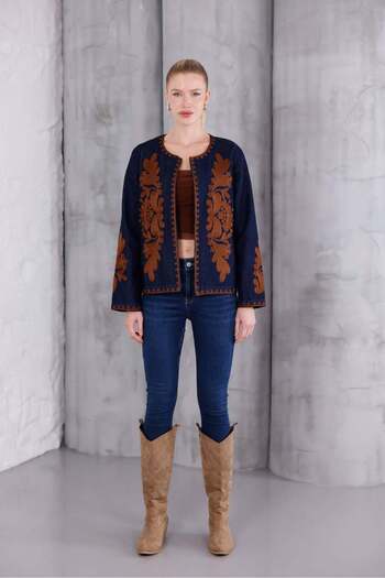 Pulli Collection Τζιν μπουφάν με λεπτομέρεια μποέμικου κεντήματος