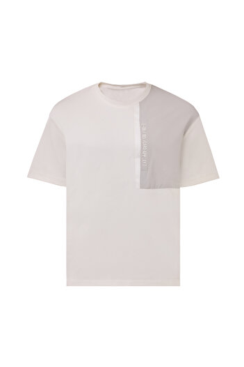 Eight Fashion Men's Crew Neck Ecru Oversize Cotton T-Shirt