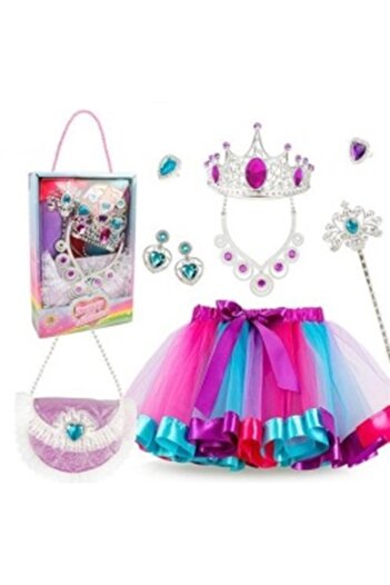 Ikonka Queen Costume Set with 9 elements 3-7 years blue/pink