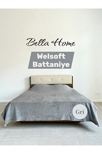 Bella Home Welsoft Soft Blanket Solid Color Blanket Double Size Gray