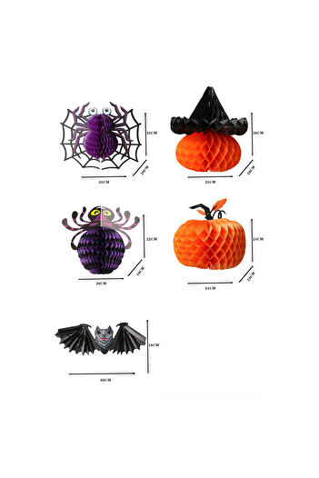 OEM Mixed set of 5 Eventy Halloween decorations, random designs, B1-1118-mixed
