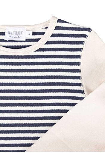 Ozmoz By Mukadder Özden Organic Navy Blue Striped Boys' Thin Sweatshirt