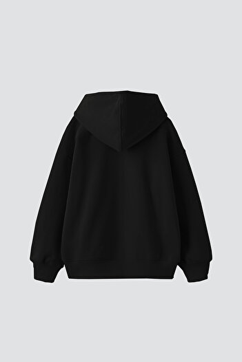 Sekizbiraltı Martini Disco Printed Oversize Unisex Black Hoodie