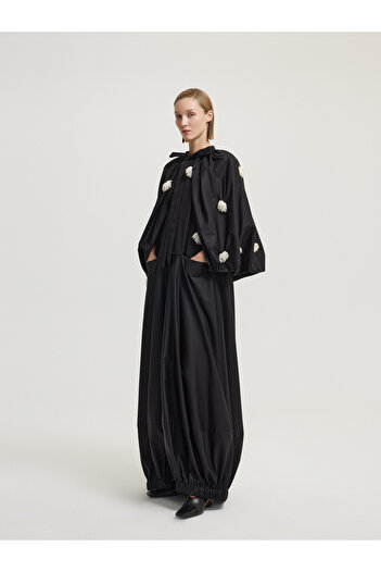 BAQA Black Cap with Pearl Detail