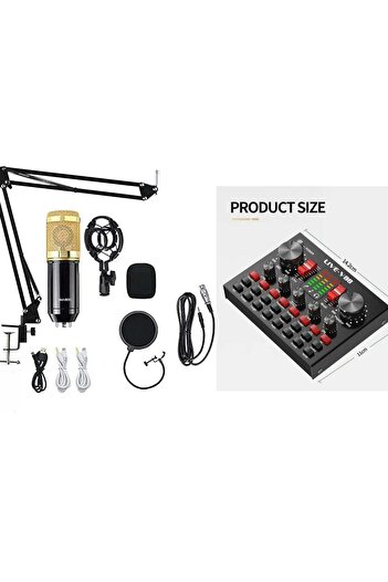 Arabest BM800 Professional Mic Condenser Microphone V88 Sound Card Set for Webcast Live Stream