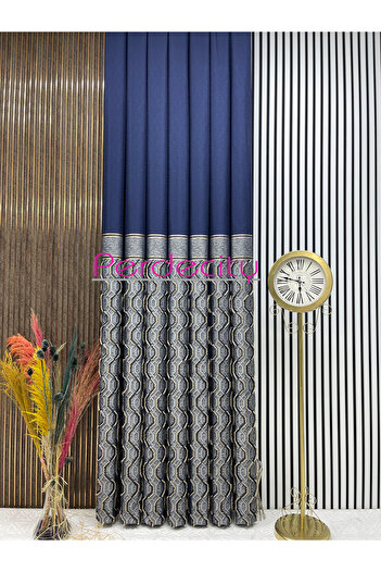 PERDECITY Bohemian Style Fringed Navy Blue Panel Background Curtain 1X3 Frequent Pleats Suitable for Any Room