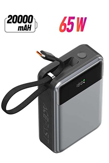 Acefast M21-20000 Power Bank 20000mAh PD 65W Phone Charger with Built-In Type-C Cable