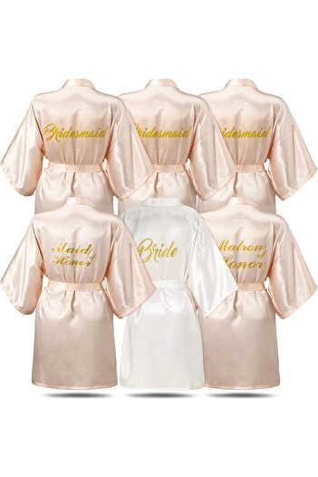 Generic 6 Pieces Bridesmaids Robes for Wedding Bridal Robes Matron of Honor Maid of Honor Robe Wedding Robes