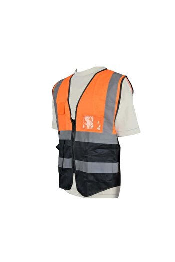 Generic 5 PCS Kart Vest with Reflector L ORANGE and Black 5 pc