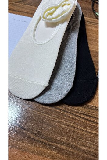 Dore Original Women's 3 Pairs Non-Slip Pilates and Yoga Non-Slip Sole Plates Ballet Socks Black Cream Gray