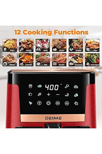 DEIME Air Fryer with hot air, Oil-free fryer with transparent glass drawer 1700W Capacity 7.5 liter