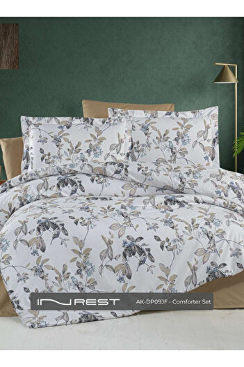 Inrest Home LUXURY COMFORTER SET KING 8 PC - MATERIAL 100% COTTON - SIZE 240*260 CM - White & Beige
